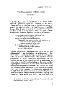 The Canonization of John Donne