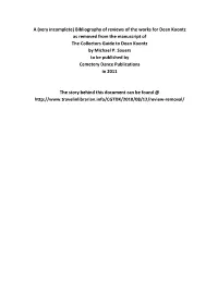 Bibliography of Reviews of the Works for Dean Koontz As Removed from the Manuscript of the Collectors Guide to Dean Koontz by Michael P
