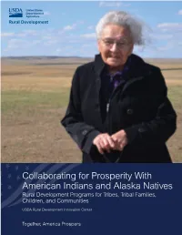 Collaborating for Prosperity with American Indians and Alaska Natives Rural Development Programs for Tribes, Tribal Families, Children, and Communities