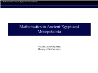 Mathematics in Ancient Egypt and Mesopotamia