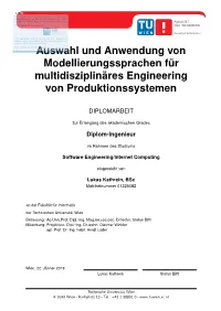 Modeling Language Selection and Application for Multi-Disciplinary Production Systems Engineering