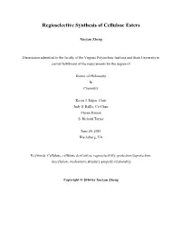 Regioselective Synthesis of Cellulose Esters