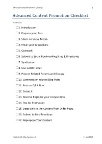Advanced Content Promotion Checklist 1