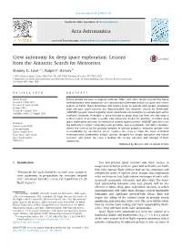 Crew Autonomy for Deep Space Exploration: Lessons from the Antarctic Search for Meteorites