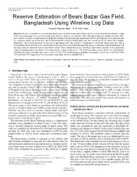 Reserve Estimation of Beani Bazar Gas Field, Bangladesh Using Wireline Log Data Farzana Yeasmin Nipa1*, G