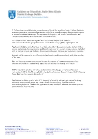A Phd Position Is Available in the Research Group of Aoife Mclysaght