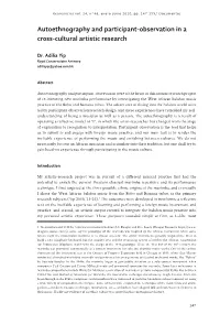 Autoethnography and Participant-Observation in a Cross-Cultural Artistic Research
