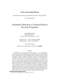 Automatic Detection of Android Device Security Properties