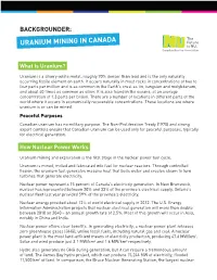 Backgrounder: Uranium Mining in Canada