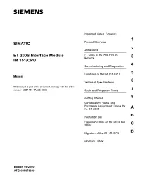 ET 200S Interfacemodule IM 151/CPU