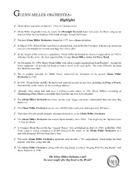 GLENN MILLER ORCHESTRA Highlights