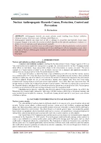 Nuclear Anthropogenic Hazards Causes, Protection, Control and Prevention