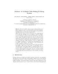 Ordinos: a Verifiable Tally-Hiding E-Voting System
