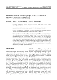 Web Decorations and Foraging Success in 'Araneus' Eburnus