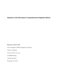 Obstacles in the Path Toward a Comprehensive Immigration Reform