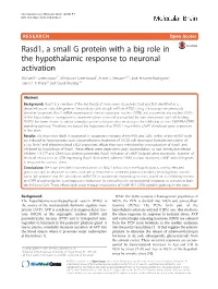 Rasd1, a Small G Protein with a Big Role in the Hypothalamic Response to Neuronal Activation Michael P