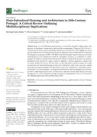 State-Subsidised Housing and Architecture in 20Th-Century Portugal: a Critical Review Outlining Multidisciplinary Implications