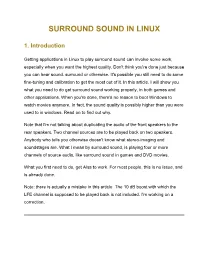 Surround Sound in Linux
