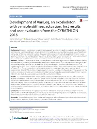 Development of Varileg, an Exoskeleton with Variable Stiffness Actuation: First Results and User Evaluation from the CYBATHLON 2016 Stefan O