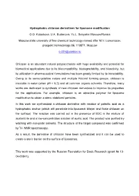 Hydrophobic Chitosan Derivatives for Liposome Modification O.O