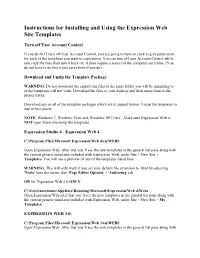 Instructions for Installing and Using the Expression Web Site Templates