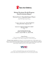 Malawi Newborn Health Program Final Evaluation Report