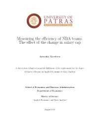 Measuring the Efficiency of NBA Teams: the Effect of the Change in Salary