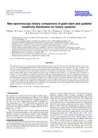 New Spectroscopic Binary Companions of Giant Stars and Updated Metallicity Distribution for Binary Systems? P