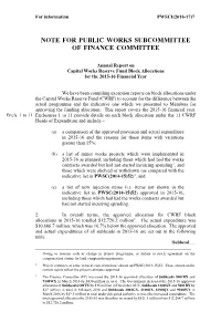 Note for Public Works Subcommittee of Finance Committee