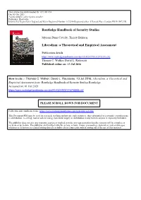 Routledge Handbook of Security Studies Liberalism