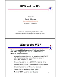 RPG and the IFS What Is the IFS?