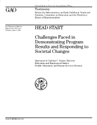 T-HEHS-98-183 Head Start: Challenges Faced in Demonstrating Program Results and Responding to Societal Changes