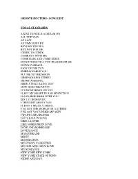 Groove Doctors - Song List