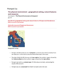 Pompeii 1A the Physical Environment - Geographical Setting, Natural Features and Resources Text Chapter 1 "The Physical Environment of Campania" Pp.2-8