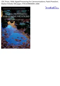 Signal Processing for Communications