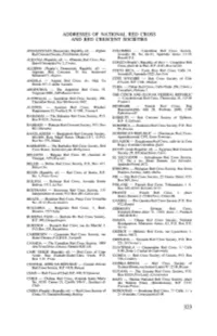 Addresses of National Red Cross and Red Crescent Societies