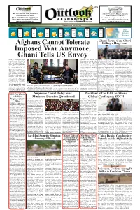 Afghans Cannot Tolerate Imposed War Anymore, Ghani Tells US Envoy