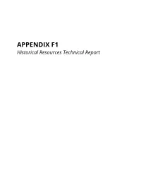 APPENDIX F1 Historical Resources Technical Report