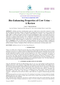 Bio-Enhancing Properties of Cow Urine – a Review