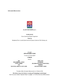 Information Memorandum ALLIED IRISH BANKS, P.L.C