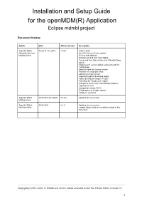 Installation and Setup Guide for the Openmdm(R) Application Eclipse Mdmbl Project