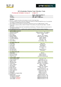 2014 National Selection Trials Initial Invitation List 3.04.14
