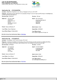 23/08/2021 to 27/08/2021 Listed by Ward, Then Parish, Then Application Number Order