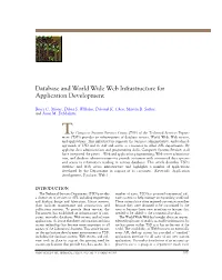 Database and World Wide Web Infrastructure for Application Development