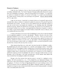 Elements of Negligence Under the Tort of Negligence, There Are Four Elements a Plaintiff Must Establish to Succeed in Holding a Defendant Liable