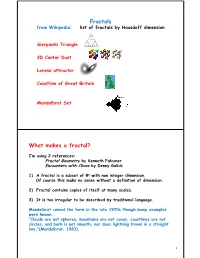 F L Fractals What Makes a Fractal?