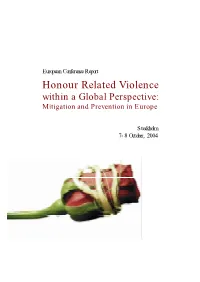 Honour Related Violence Within a Global Perspective: Mitigation and Prevention in Europe
