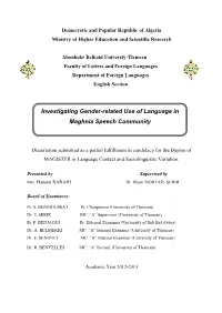 Investigating Gender-Related Use of Language in Maghnia Speech