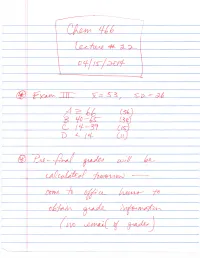 Lecture 22 Notes 140415