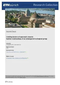Limiting Factors of Saproxylic Insects Habitat Relationships of an Endangered Ecological Group